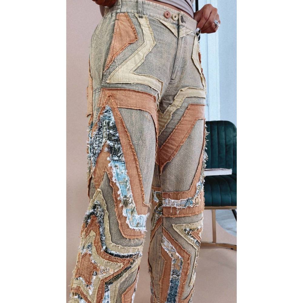 Oli & Hali Multicolor Patchwork Wide Leg Pants